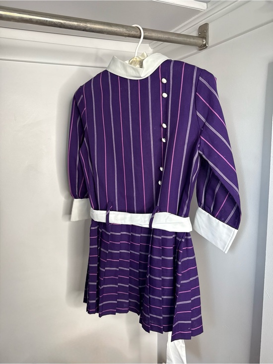 American Vintage Dresses & Skirts - True Vintage Micro Mini Pleated Dress Purple Pinstripes MOD Collar XXS/XS